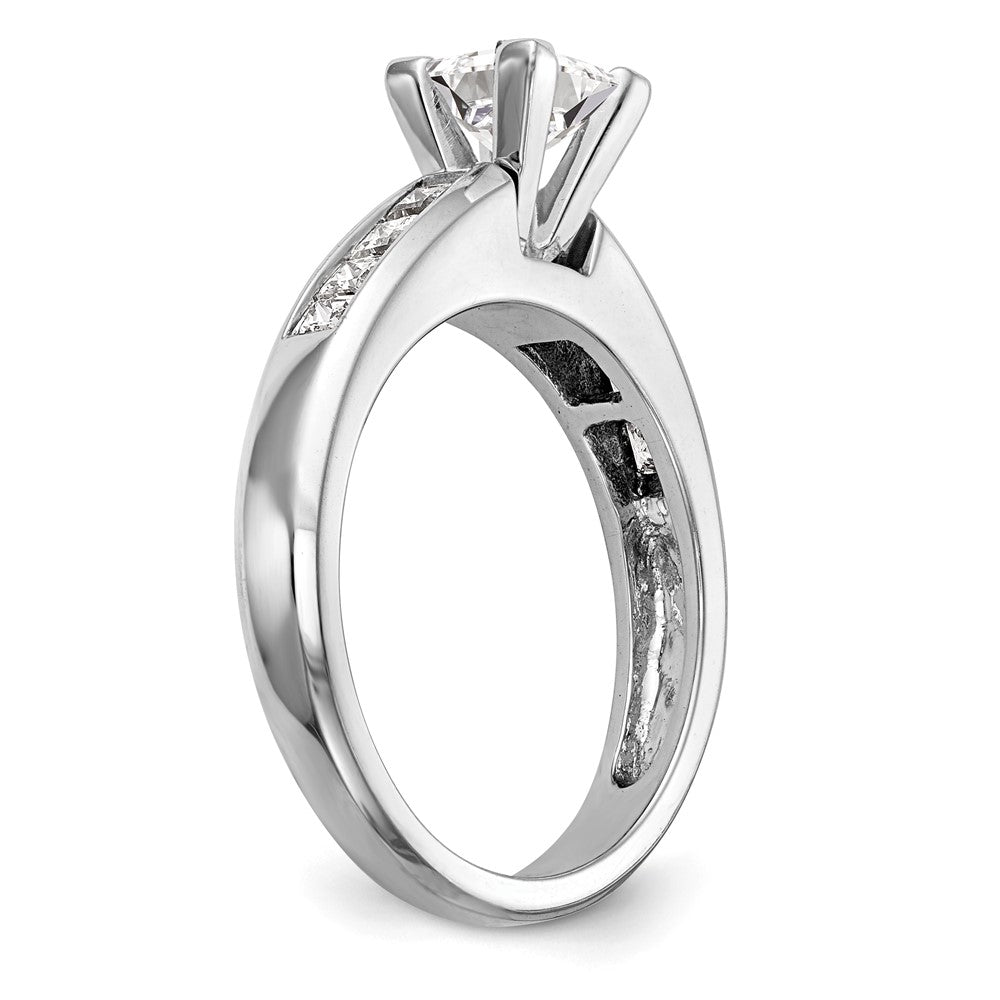 14K White Gold Peg Set 1/2 carat Channel-set Princess Diamond Semi-mount Engagement Ring