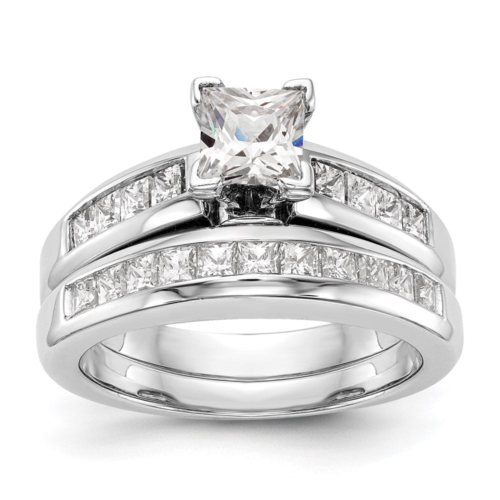 14K White Gold Peg Set 1/2 carat Channel-set Princess Diamond Semi-mount Engagement Ring