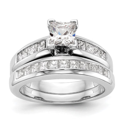 14K White Gold Peg Set 1/2 carat Channel-set Princess Diamond Semi-mount Engagement Ring