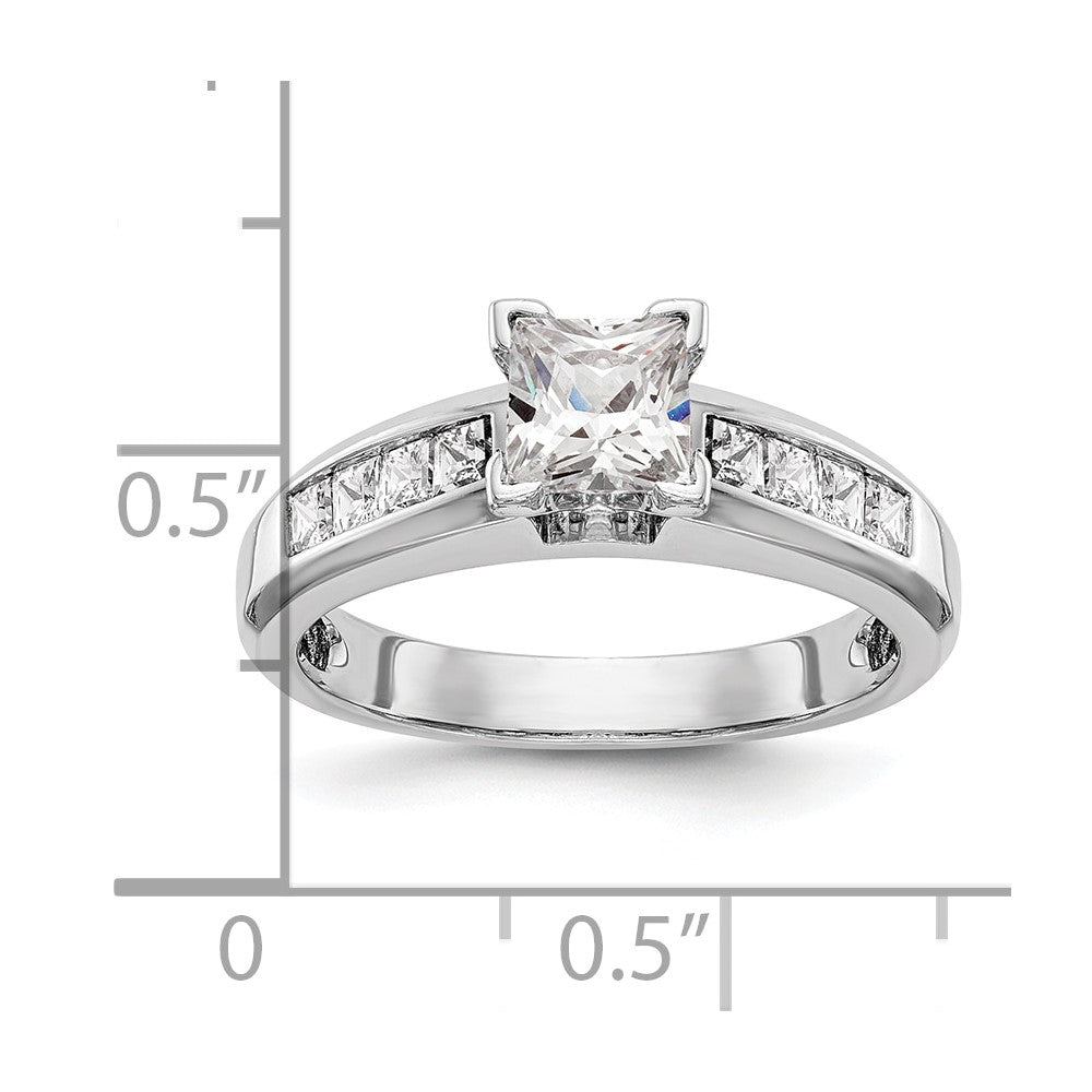 14K White Gold Peg Set 1/2 carat Channel-set Princess Diamond Semi-mount Engagement Ring
