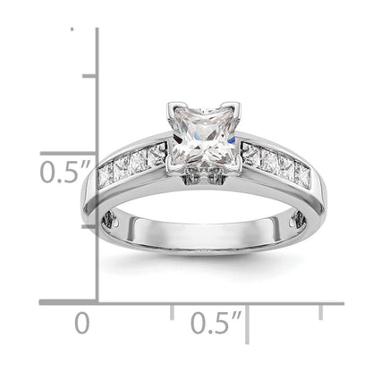 14K White Gold Peg Set 1/2 carat Channel-set Princess Diamond Semi-mount Engagement Ring