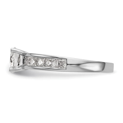 14K White Gold (Holds 1 carat (6.5mm) Round Center) 1 carat Channel-set Princess Diamond Semi-Mount Engagement Ring
