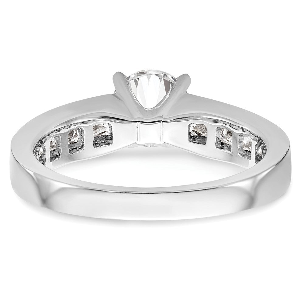 14K White Gold (Holds 1 carat (6.5mm) Round Center) 1 carat Channel-set Princess Diamond Semi-Mount Engagement Ring