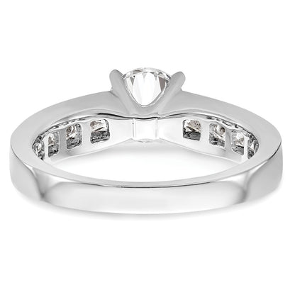 14K White Gold (Holds 1 carat (6.5mm) Round Center) 1 carat Channel-set Princess Diamond Semi-Mount Engagement Ring