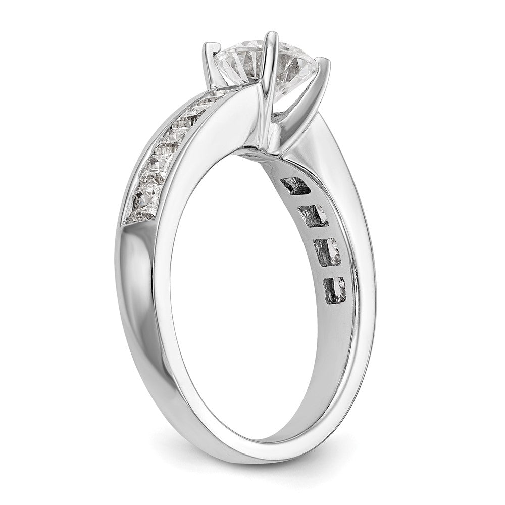 14K White Gold (Holds 1 carat (6.5mm) Round Center) 1 carat Channel-set Princess Diamond Semi-Mount Engagement Ring