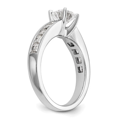 14K White Gold (Holds 1 carat (6.5mm) Round Center) 1 carat Channel-set Princess Diamond Semi-Mount Engagement Ring