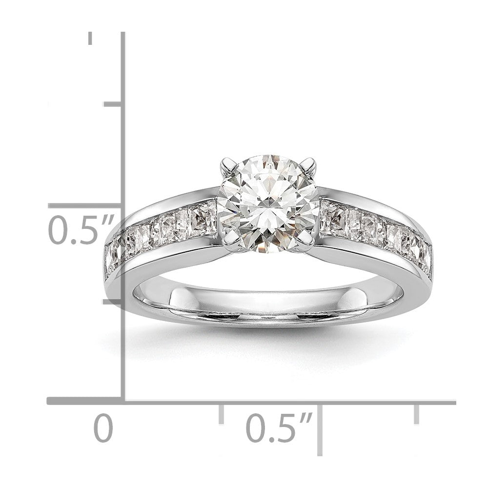 14K White Gold (Holds 1 carat (6.5mm) Round Center) 1 carat Channel-set Princess Diamond Semi-Mount Engagement Ring