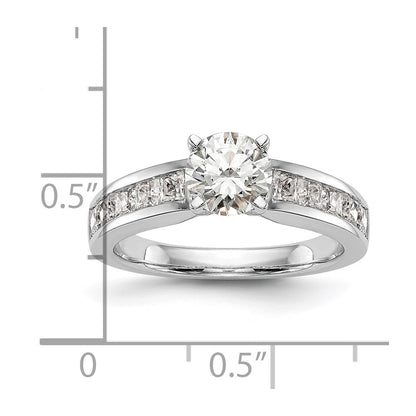 14K White Gold (Holds 1 carat (6.5mm) Round Center) 1 carat Channel-set Princess Diamond Semi-Mount Engagement Ring