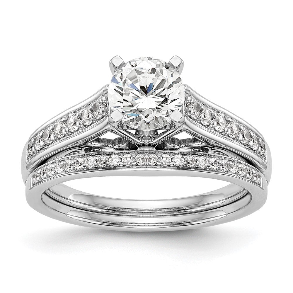14k White Gold 1/5 carat Lab Grown Diamond VS/SI+ G+ Semi-Mount Pet Set Engagement Ring