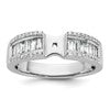 14K White Gold Peg Set 3/4 carat Round/Baguette Diamond Semi-mount Engagement Ring
