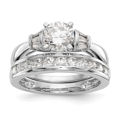 14K White Gold Peg Set 1/5 carat Baguette Diamond Semi-mount Engagement Ring