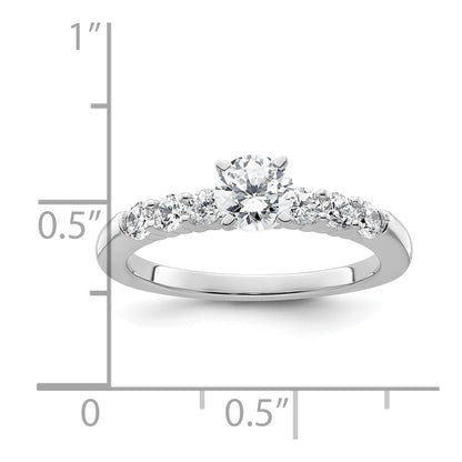 14K White Gold Peg Set 3/8 carat Diamond Semi-mount Engagement Ring