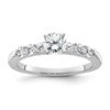 14K White Gold Peg Set 3/8 carat Diamond Semi-mount Engagement Ring