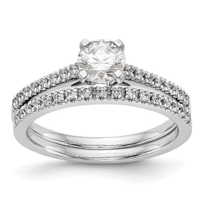 14k White Gold 1/10 carat Lab Grown Diamond VS/SI+ G+ Semi Mount Peg Set Engagement Ring