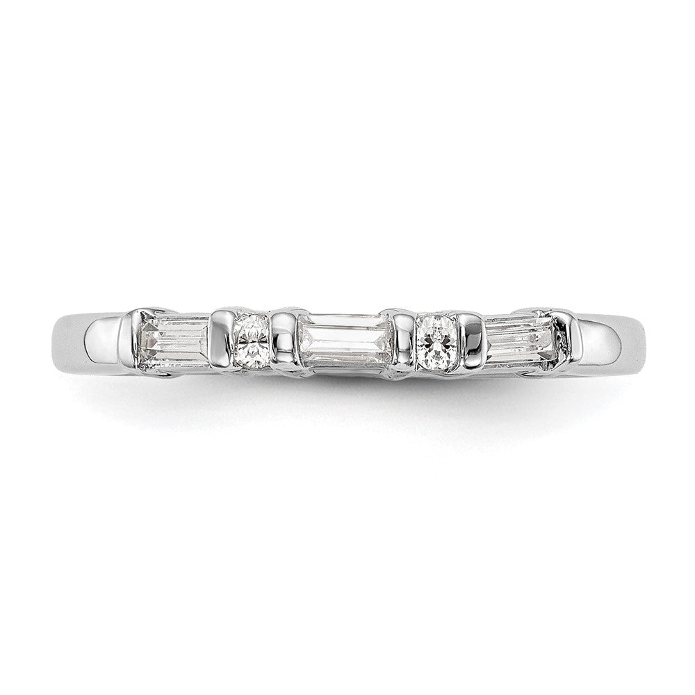 14k White Gold 1/4 carat Round/Baguette Diamond Complete Wedding Band