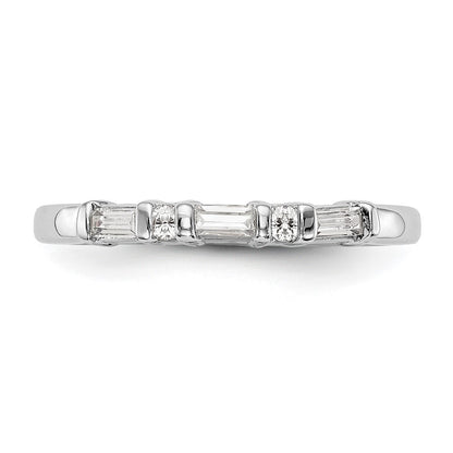 14k White Gold 1/4 carat Round/Baguette Diamond Complete Wedding Band