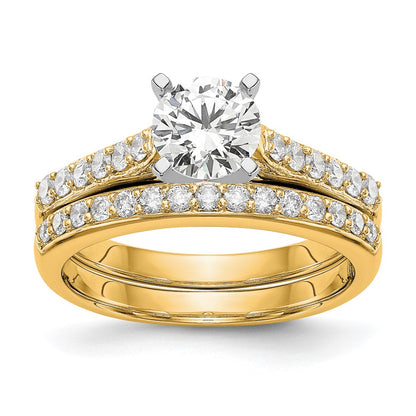 14k Two Tone 1/4 carat Lab Grown Diamond VS/SI+ G+ Semi Mount Peg Set Engagement Ring