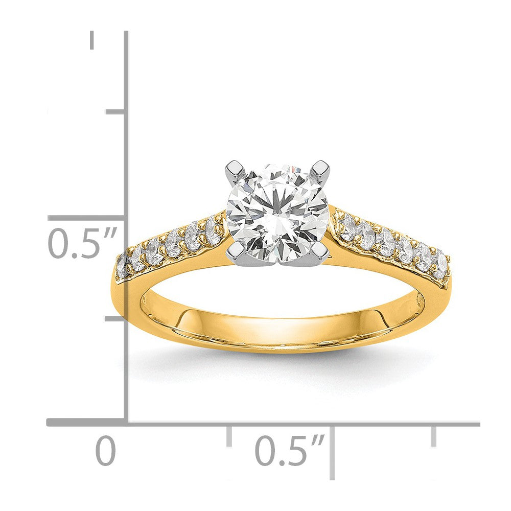 14k Two Tone 1/4 carat Lab Grown Diamond VS/SI+ G+ Semi Mount Peg Set Engagement Ring