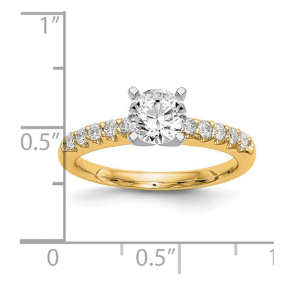 14k Two Tone 1/4 carat Lab Grown Diamond VS/SI+ G+ Semi Mount Peg Set Engagement Ring