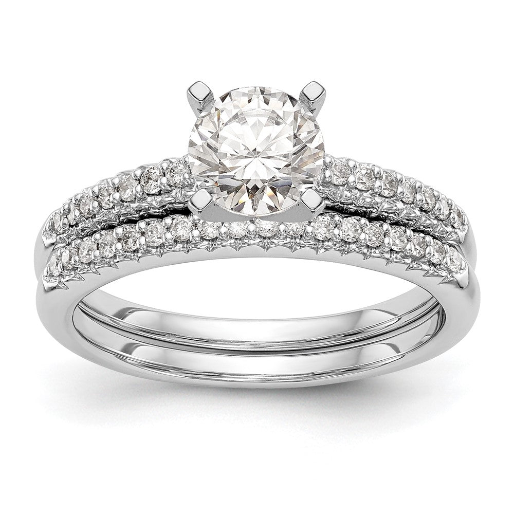 14K White Gold Peg Set 1/10 carat Diamond Semi-mount Engagement Ring