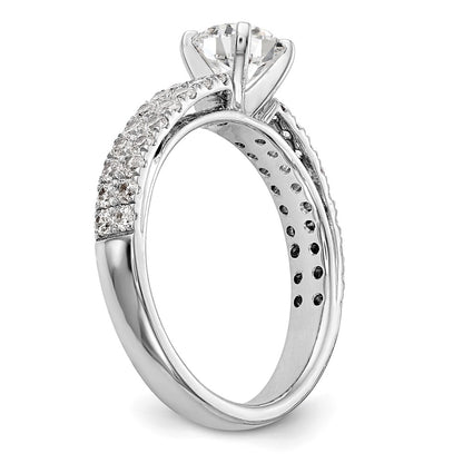 14K White Gold 2-Row Peg Set 3/4 carat Diamond Semi-mount Engagement Ring