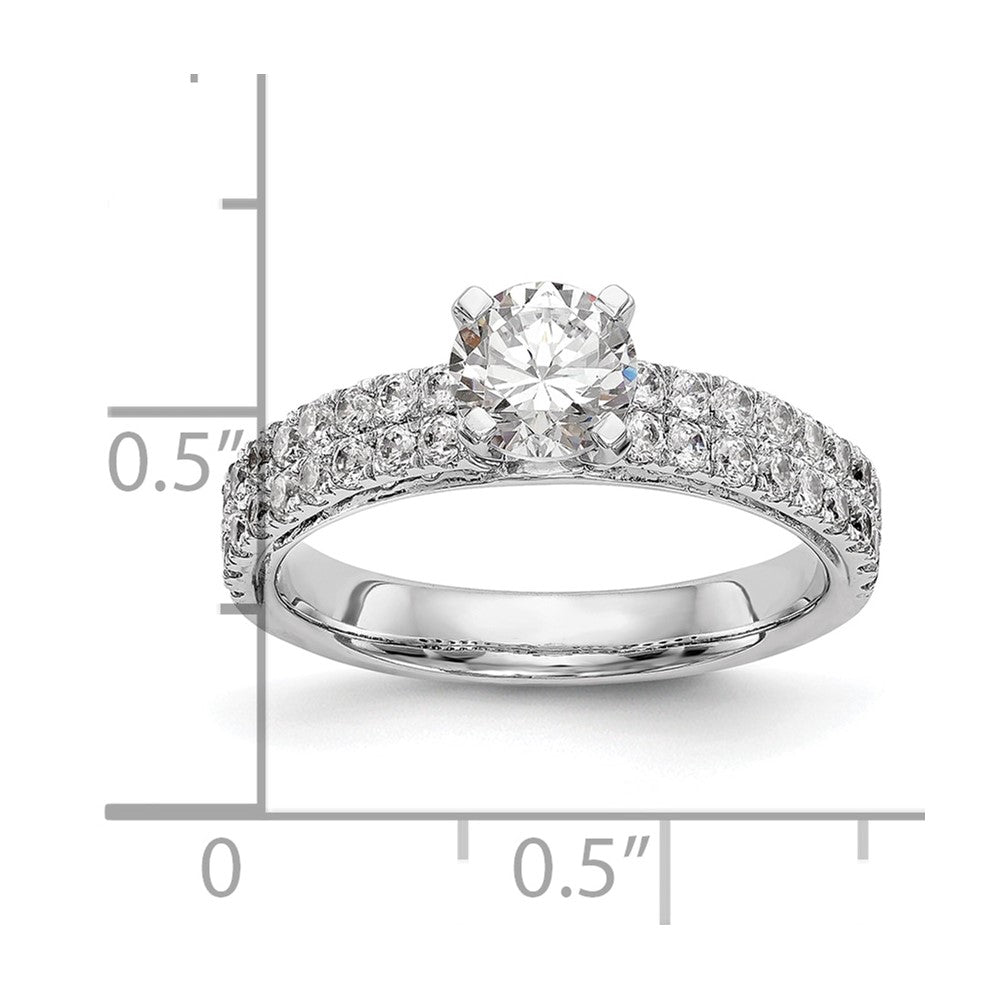 14K White Gold 2-Row Peg Set 3/4 carat Diamond Semi-mount Engagement Ring