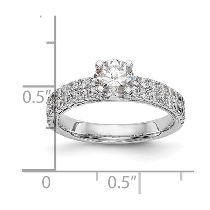 14K White Gold 2-Row Peg Set 3/4 carat Diamond Semi-mount Engagement Ring