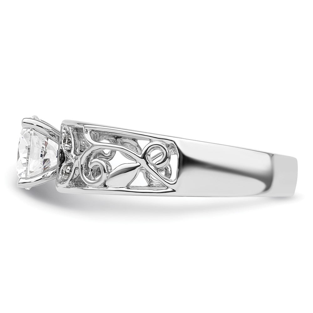 14K White Gold Leaf Design Peg Set 1/20 carat Diamond Semi-mount Engagement Ring