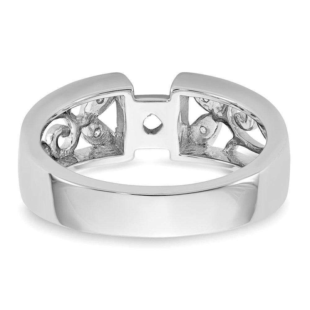 14K White Gold Leaf Design Peg Set 1/20 carat Diamond Semi-mount Engagement Ring