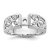 14K White Gold Leaf Design Peg Set 1/20 carat Diamond Semi-mount Engagement Ring