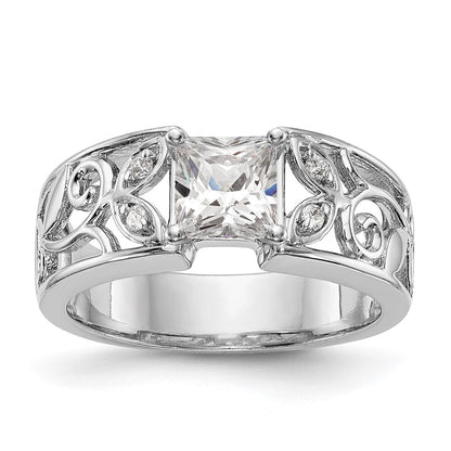 14K White Gold Leaf Design Peg Set 1/20 carat Diamond Semi-mount Engagement Ring