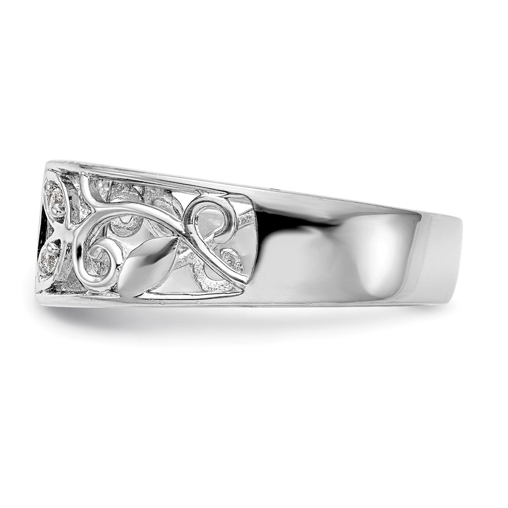 14K White Gold Leaf Design Peg Set 1/20 carat Diamond Semi-mount Engagement Ring