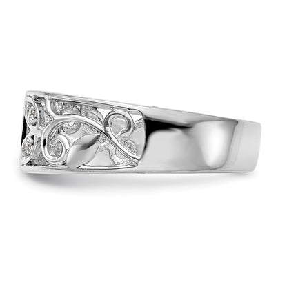 14K White Gold Leaf Design Peg Set 1/20 carat Diamond Semi-mount Engagement Ring