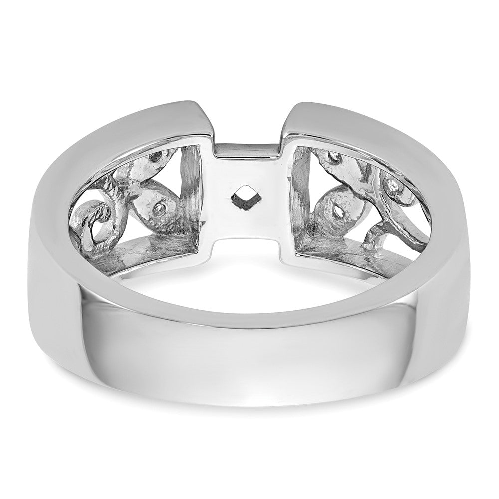 14K White Gold Leaf Design Peg Set 1/20 carat Diamond Semi-mount Engagement Ring