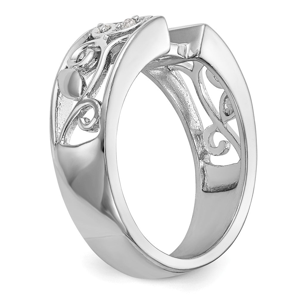 14K White Gold Leaf Design Peg Set 1/20 carat Diamond Semi-mount Engagement Ring