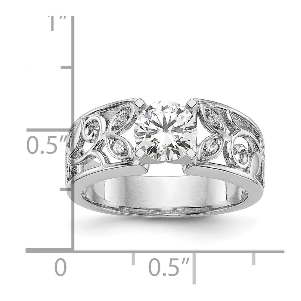 14K White Gold Leaf Design Peg Set 1/20 carat Diamond Semi-mount Engagement Ring