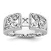 14K White Gold Leaf Design Peg Set 1/20 carat Diamond Semi-mount Engagement Ring