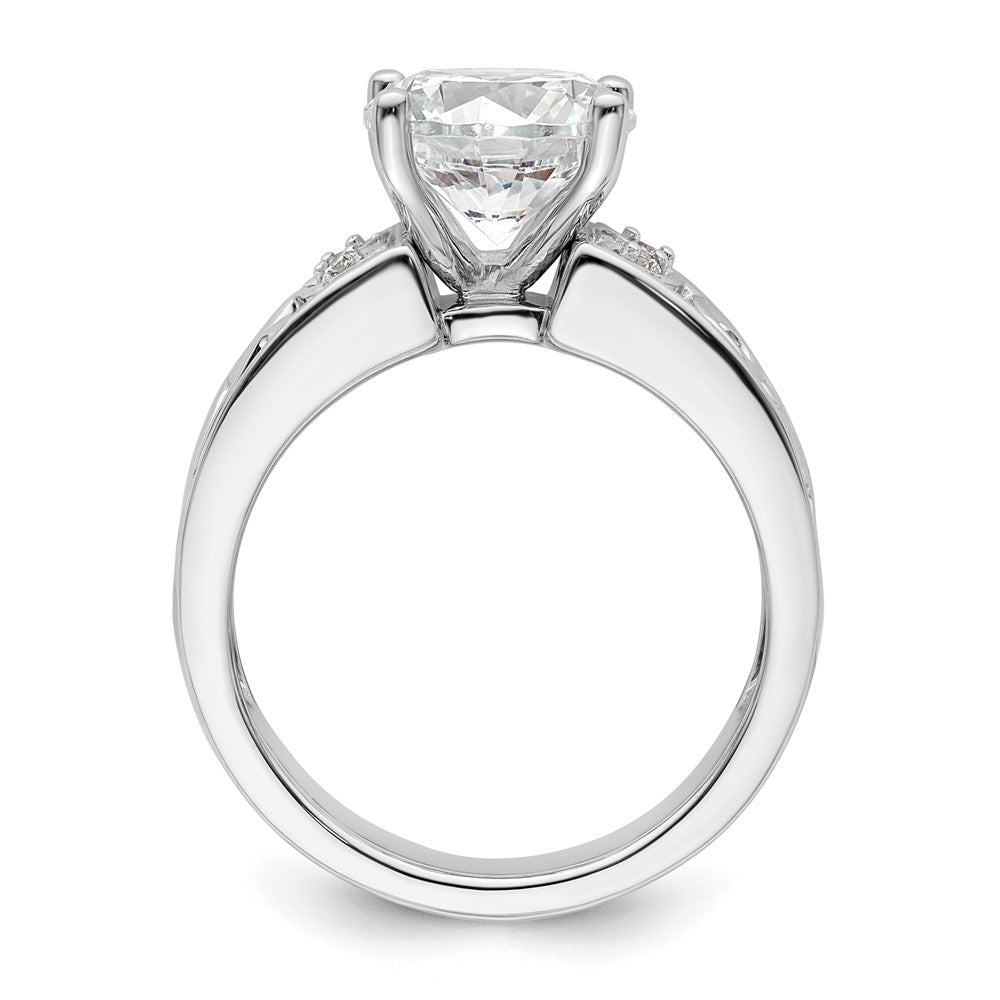 14K White Gold Leaf Design Peg Set 1/20 carat Diamond Semi-mount Engagement Ring