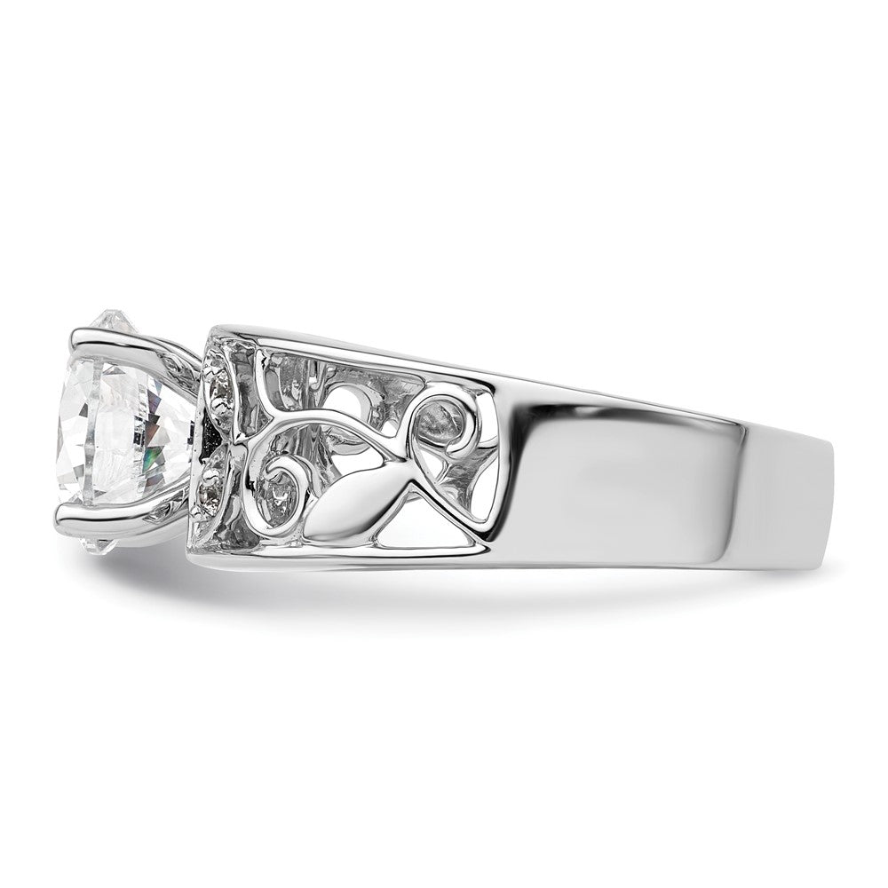 14K White Gold Leaf Design Peg Set 1/20 carat Diamond Semi-mount Engagement Ring