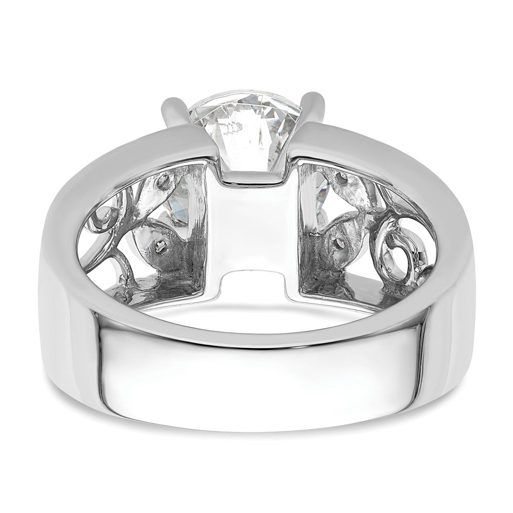 14K White Gold Leaf Design Peg Set 1/20 carat Diamond Semi-mount Engagement Ring