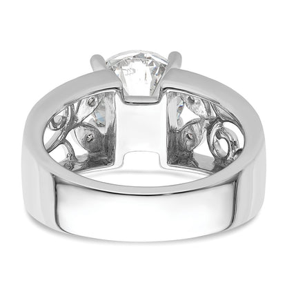 14K White Gold Leaf Design Peg Set 1/20 carat Diamond Semi-mount Engagement Ring