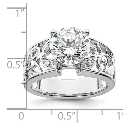 14K White Gold Leaf Design Peg Set 1/20 carat Diamond Semi-mount Engagement Ring