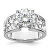 14K White Gold Leaf Design Peg Set 1/20 carat Diamond Semi-mount Engagement Ring