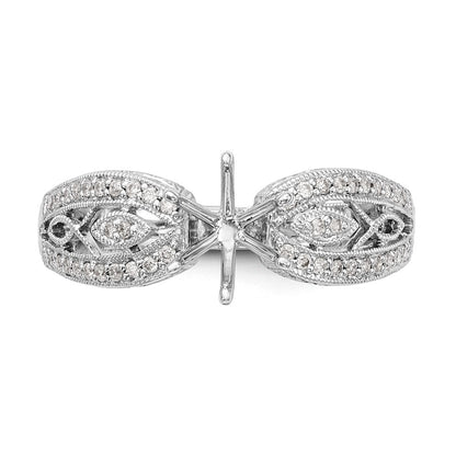 14K White Gold Vintage Peg Set 1/5 carat Diamond Semi-mount Engagement Ring
