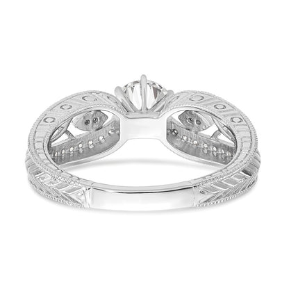 14K White Gold Vintage Peg Set 1/5 carat Diamond Semi-mount Engagement Ring