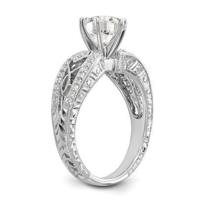 14K White Gold Vintage Peg Set 1/5 carat Diamond Semi-mount Engagement Ring