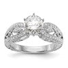 14K White Gold Vintage Peg Set 1/5 carat Diamond Semi-mount Engagement Ring