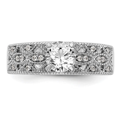 14K White Gold Peg Set 1/10 carat Diamond Semi-mount Engagement Ring