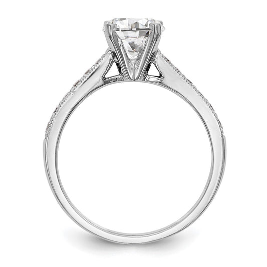 14k White Gold 1/4 carat Lab Grown Diamond VS/SI+ G+ 1 carat Center Round Semi Mount Engagement Ring