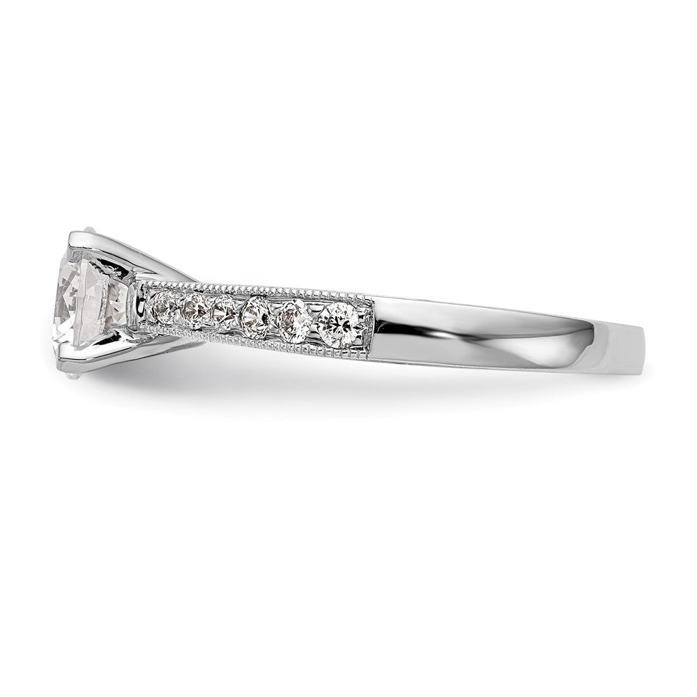 14k White Gold 1/4 carat Lab Grown Diamond VS/SI+ G+ 1 carat Center Round Semi Mount Engagement Ring